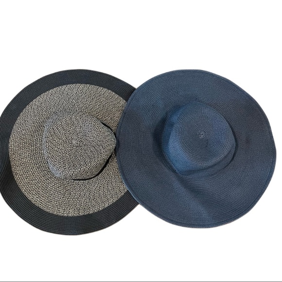 J. Crew Paper Straw Floppy Packable Beach Hats. Set of 2. Wide Brim